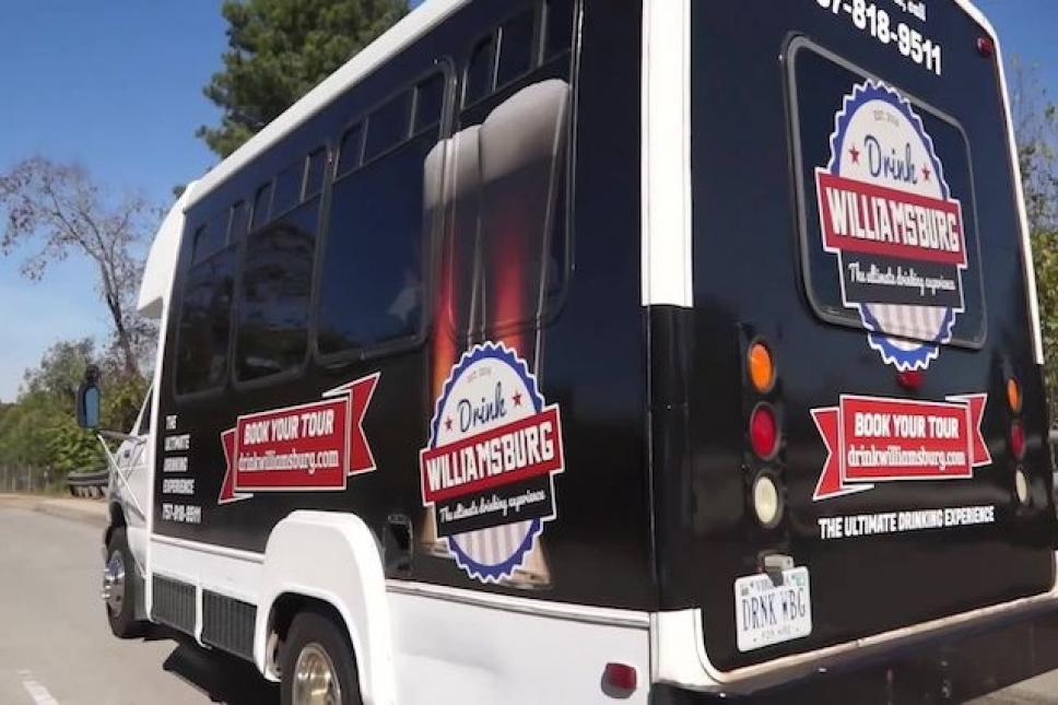 Take a ride on the one and only Drink Williamsburg Bus!